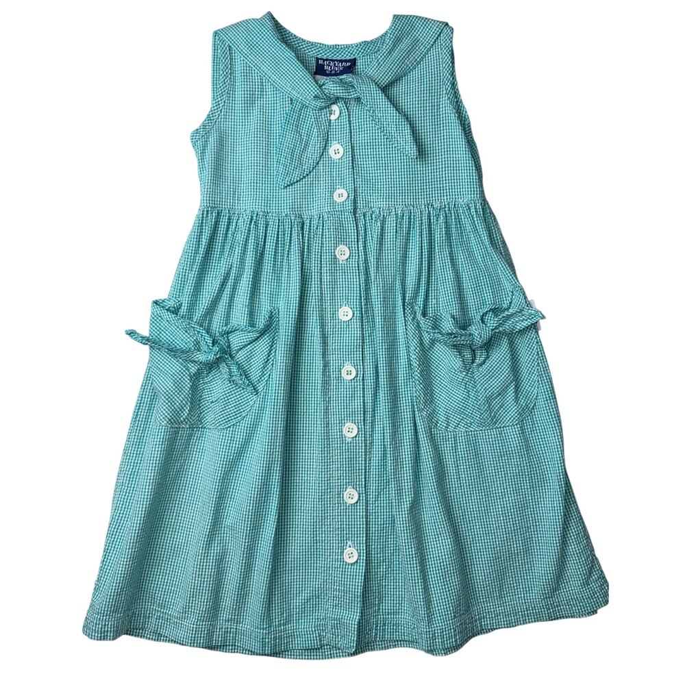 Backyard Blues vintage green gingham dress 4T